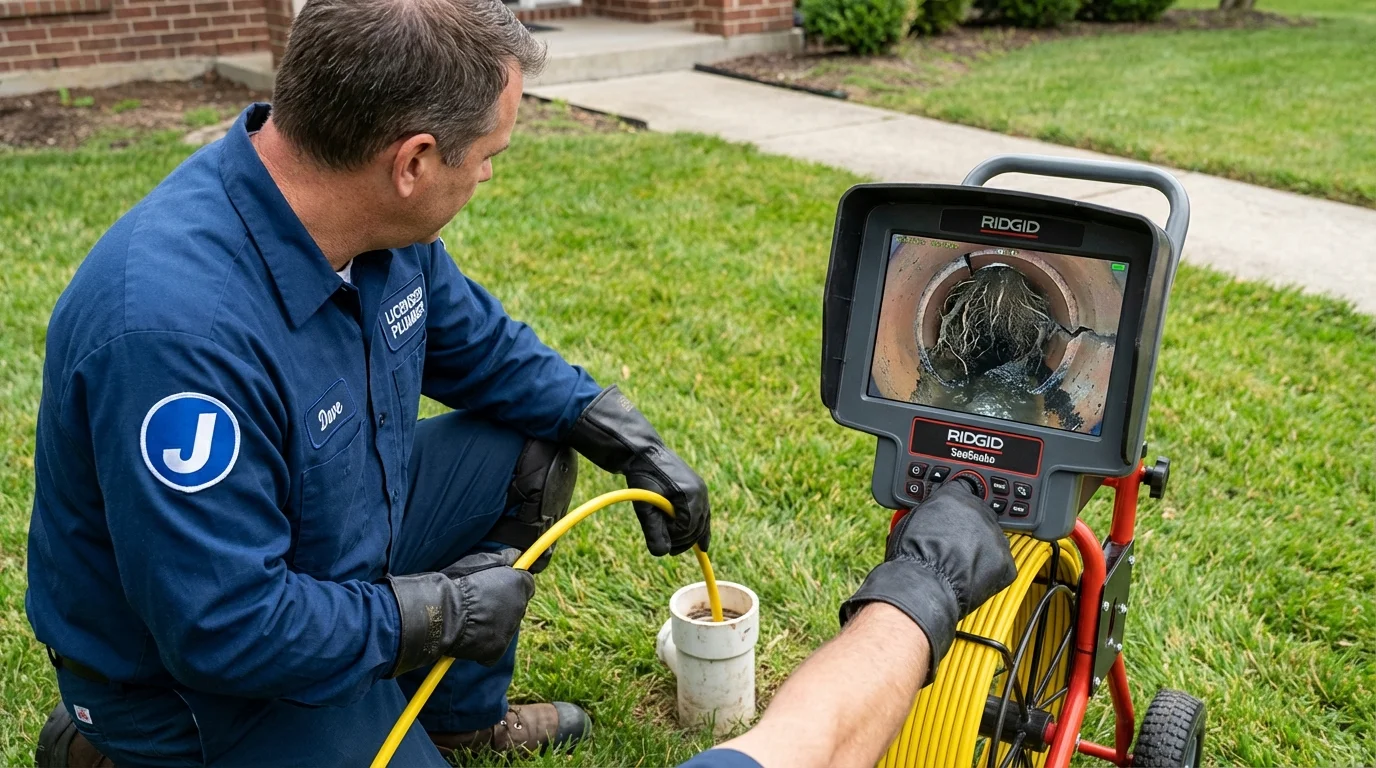 Sewer camera inspection being performed by Johns Plumbing LLC in Frederick
